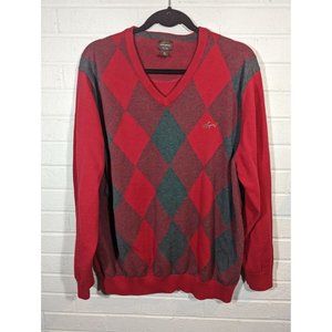 Greg Norman for Tasso Elba Men's Red Argyle Diamond Sweater Size XL